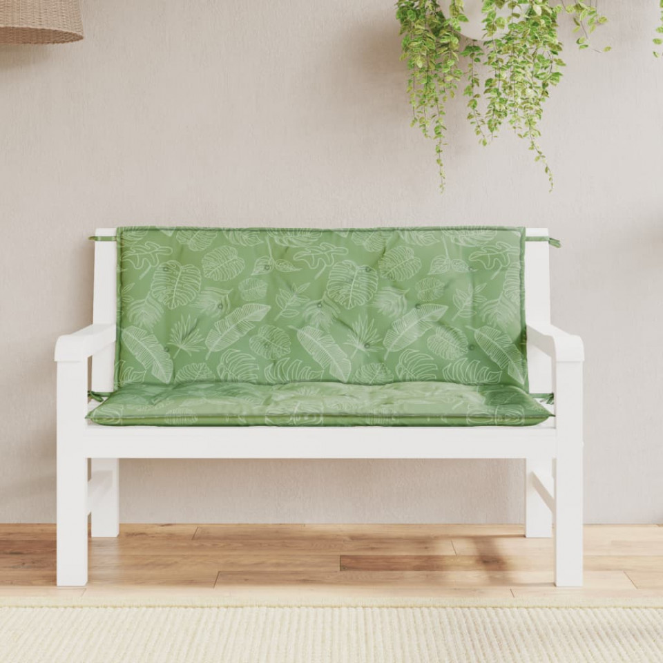 Perne bancă de grădină 2 buc. model frunze 120x50x7 cm textil