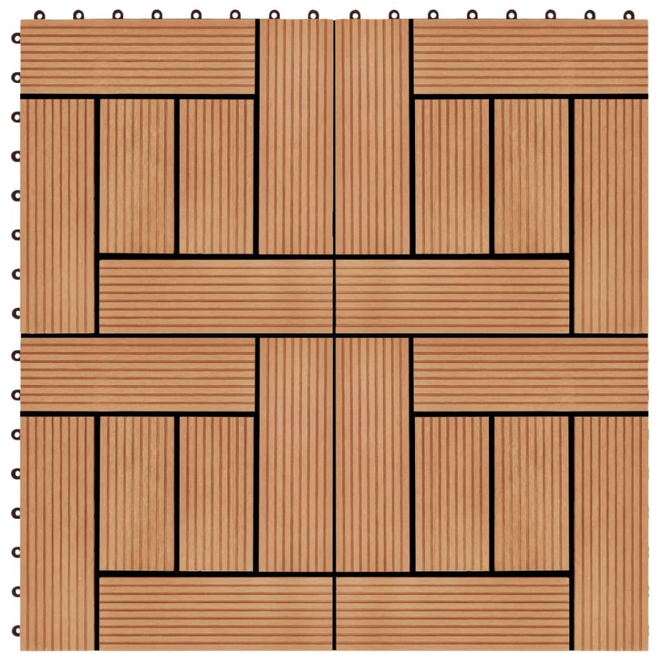 Plăci de pardoseală 11 buc, culoare tec, 30 x 30 cm, WPC, 1 mp