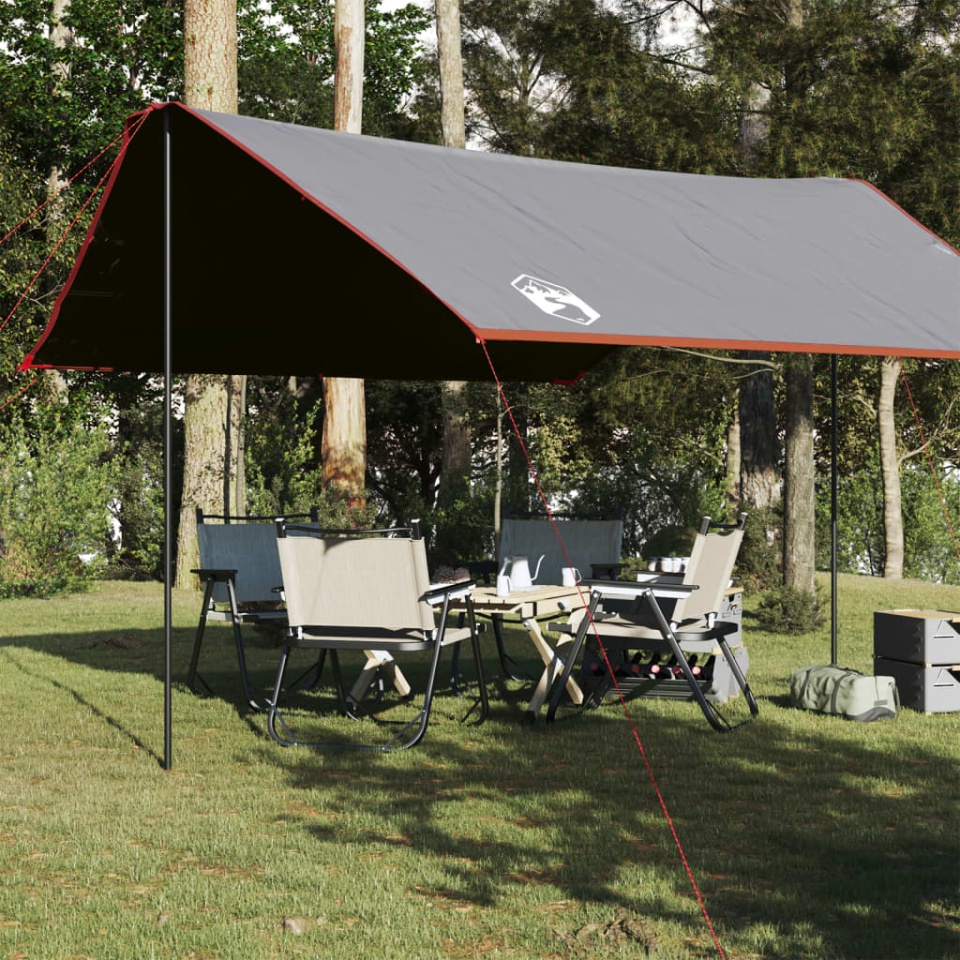Prelată de camping gri/portocaliu, 430x380x210 cm, impermeabilă