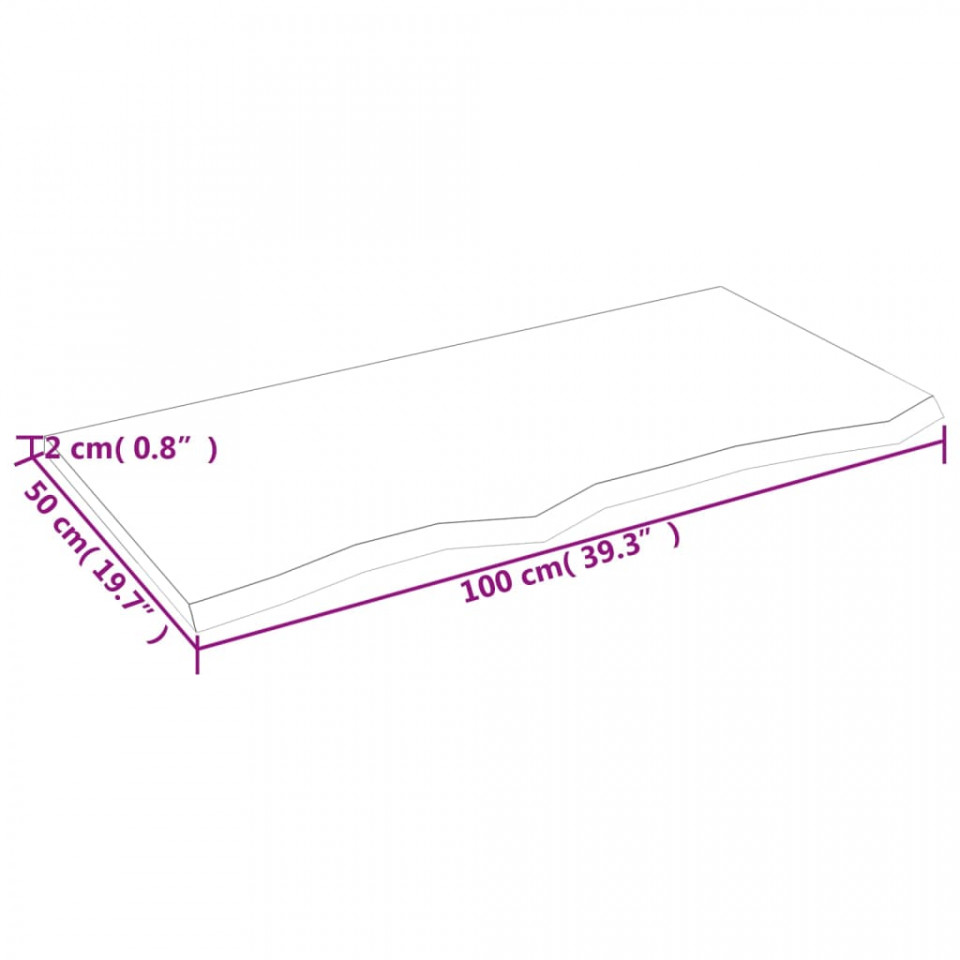 Raft de perete gri închis 100x50x2 cm lemn masiv stejar tratat