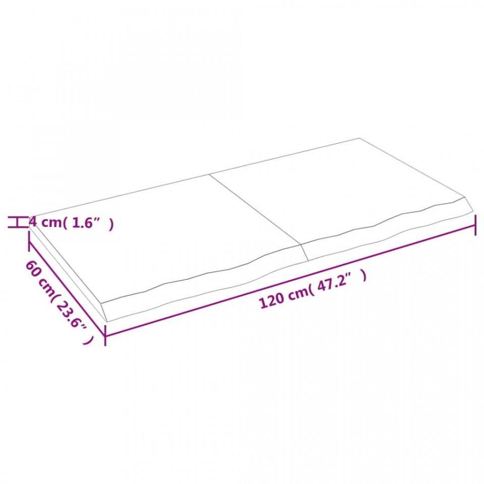 Raft de perete gri închis 120x60x4 cm lemn masiv stejar tratat