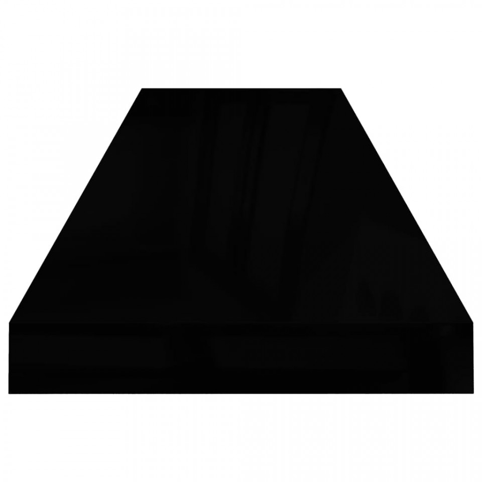 Raft perete suspendat, negru extralucios, 90x23,5x3,8 cm, MDF