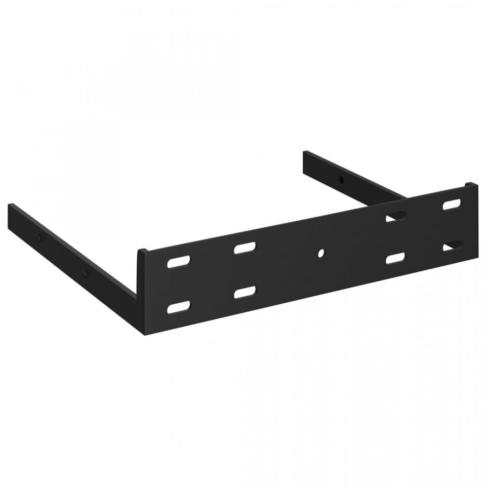 Rafturi colțar suspendate, 4 buc., negru, 25x25x3,8 cm, MDF