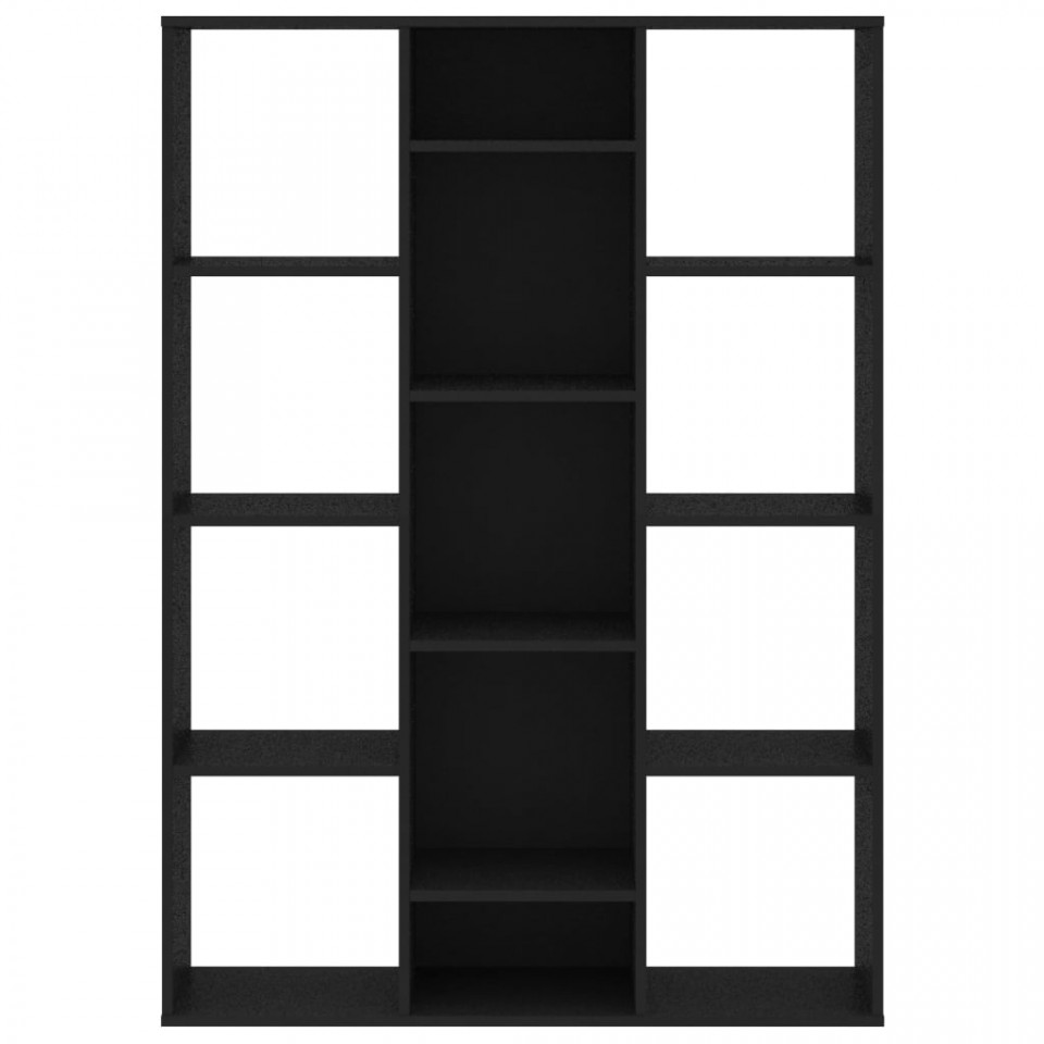 Separator cameră/Bibliotecă, negru, 100x24x140 cm, PAL