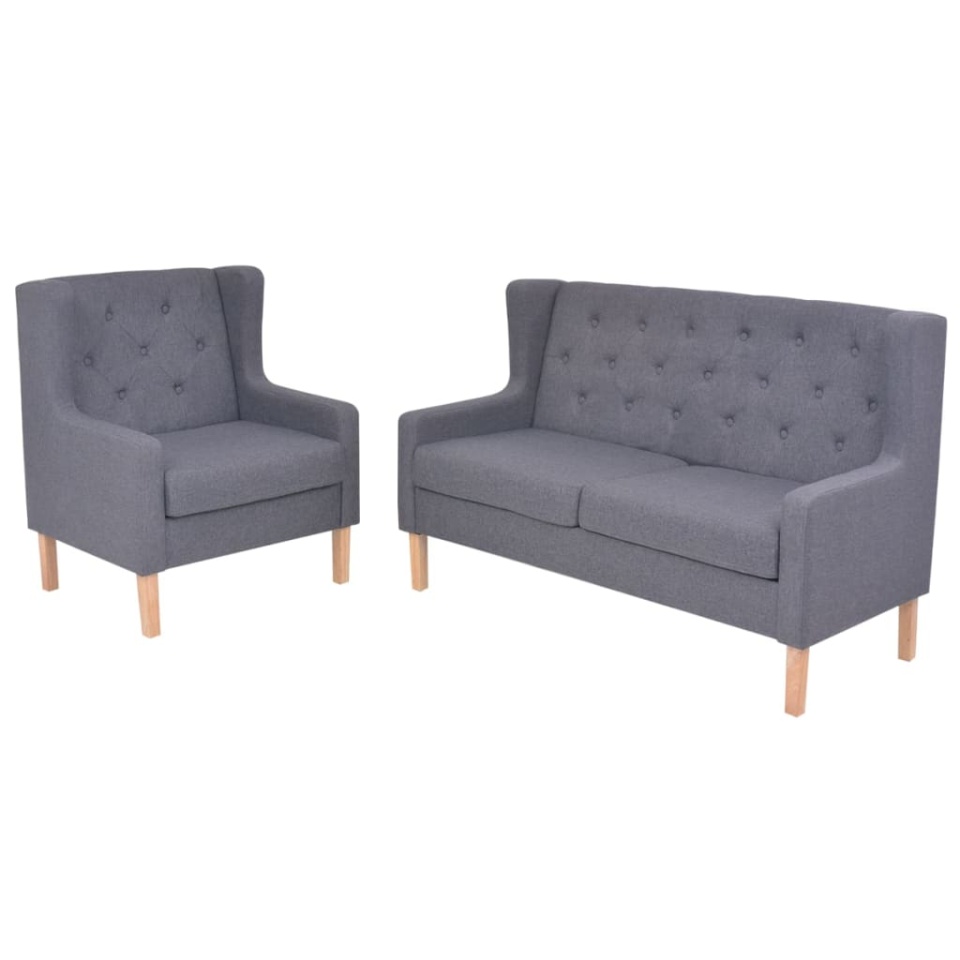 Set cu canapea, 2 piese, material textil, gri