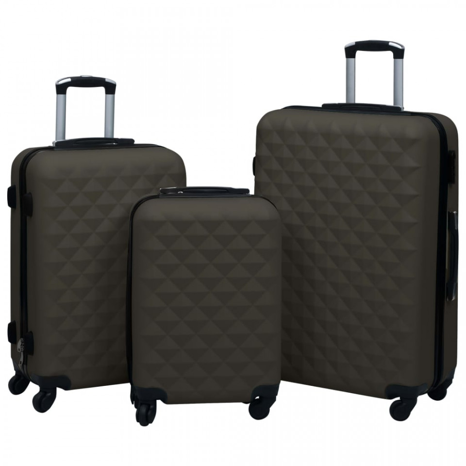 Set de valize cu carcasă rigidă, 3 piese, antracit, ABS