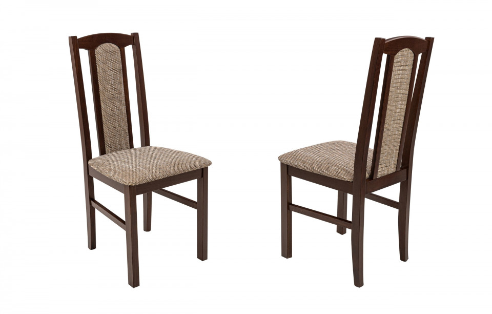 Set masa extensibila 120x150cm cu 6 scaune tapitate, MB-13 Max5 si S-37 Boss7 O2, nuc, lemn masiv, stofa