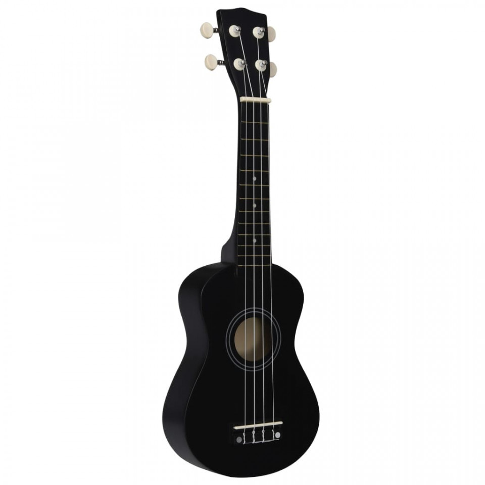 Set ukulele soprano, cu husă, pentru copii, negru, 21