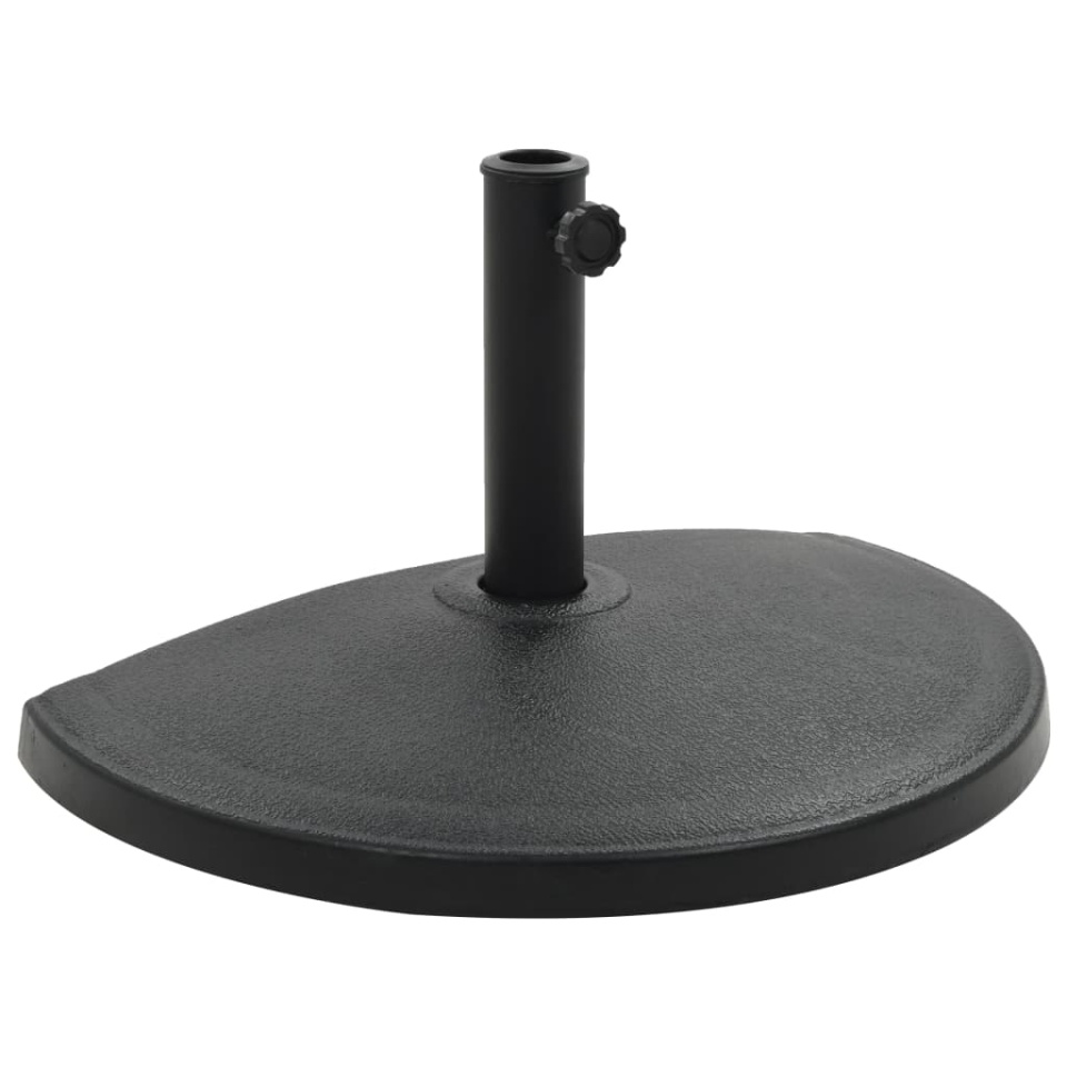 Suport umbrelă de soare, negru, 15 kg, polirășină, semi-rotund