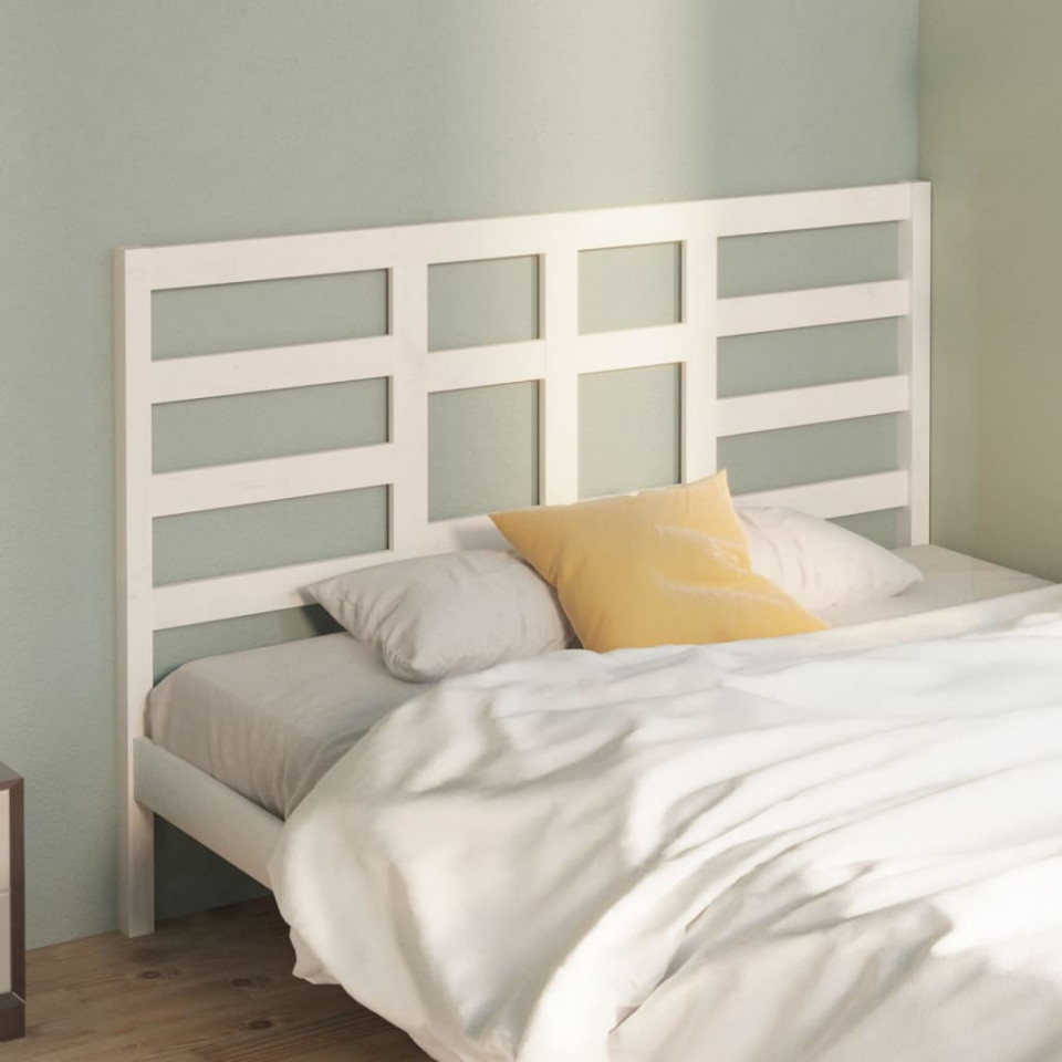 Tăblie de pat, alb, 126x4x104 cm, lemn masiv de pin (si imagine noua