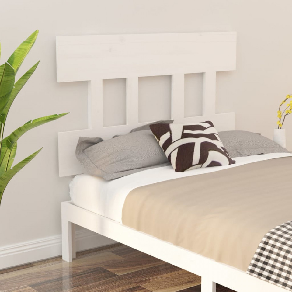 Poza Tablie de pat, alb, 93,5x3x81 cm, lemn masiv de pin