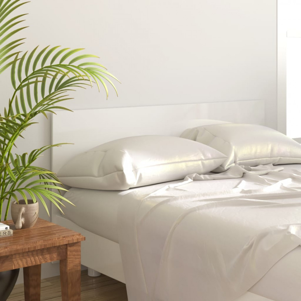 Poza Tablie de pat,alb extralucios, 160x1,5x80 cm, lemn prelucrat