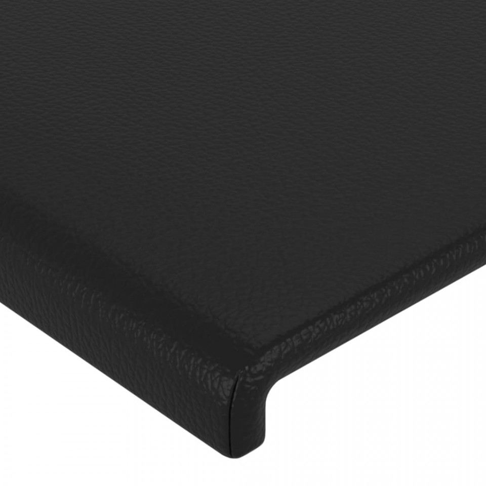 Tăblie de pat cu LED, negru, 183x16x78/88 cm, piele ecologică