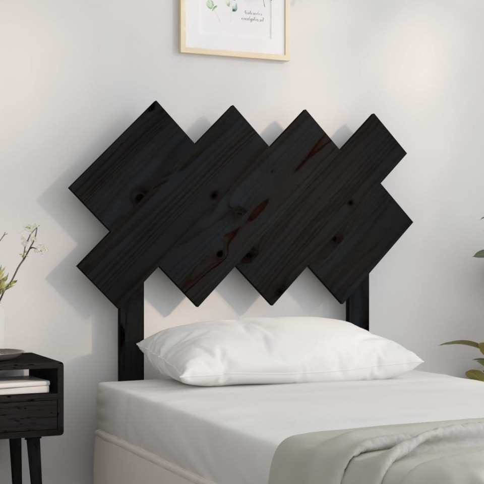 Poza Tablie de pat, negru, 92x3x81 cm, lemn masiv de pin