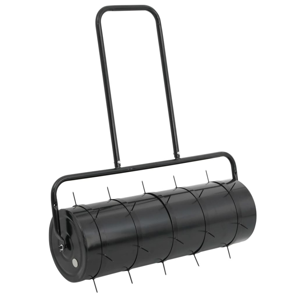 Tăvălug gazon de grădină cleme de aerisire negru 63 L fier/oțel