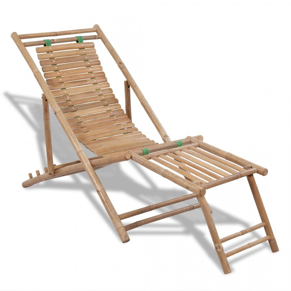 41492 outdoor deck chair with footrest bamboo