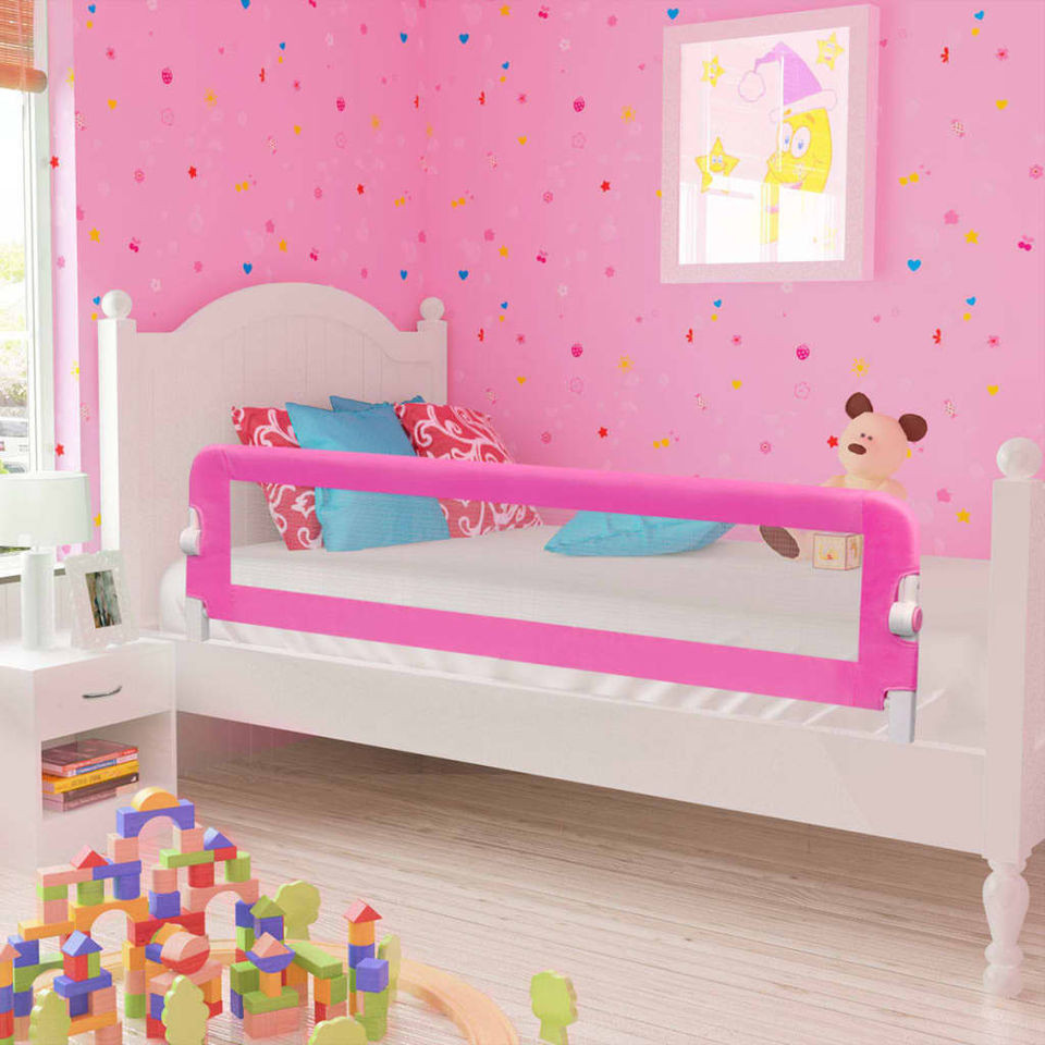 Balustradă de pat protecție copii, 2 buc., roz, 150 x 42 cm 150