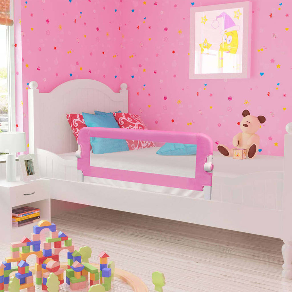 Balustradă de protecție pat copii, roz, 120 x 42 cm, poliester Casa Practica imagine noua