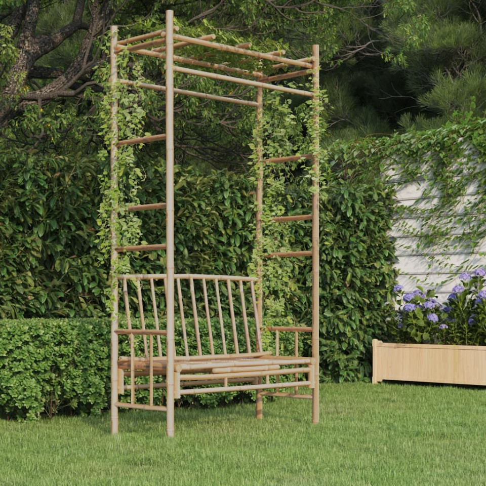 Bancă de grădină cu pergolă, 116 cm, bambus 116 imagine noua