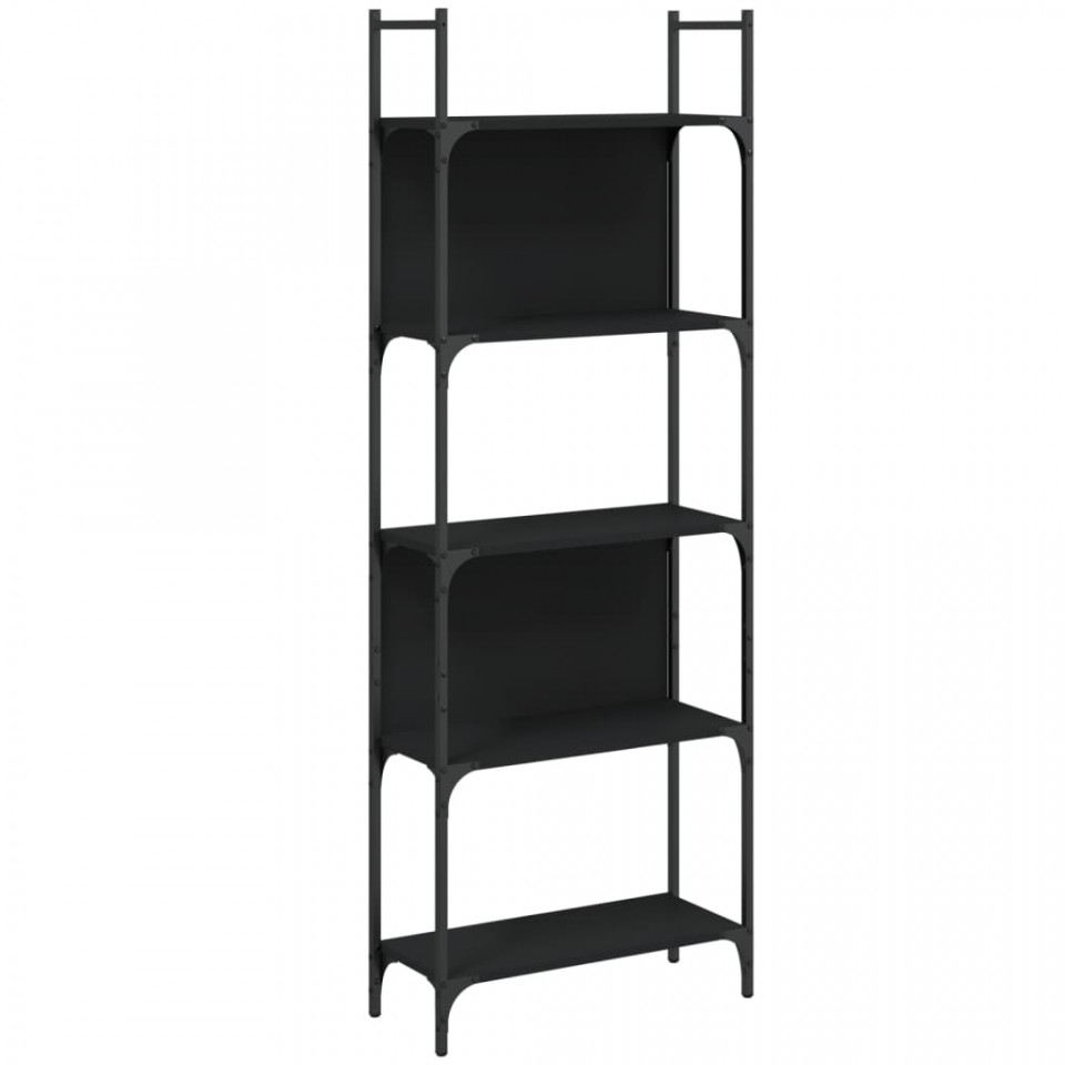 Bibliotecă 5 niveluri, negru, 60,5x24x166,5 cm, lemn prelucrat - 1 | YEO