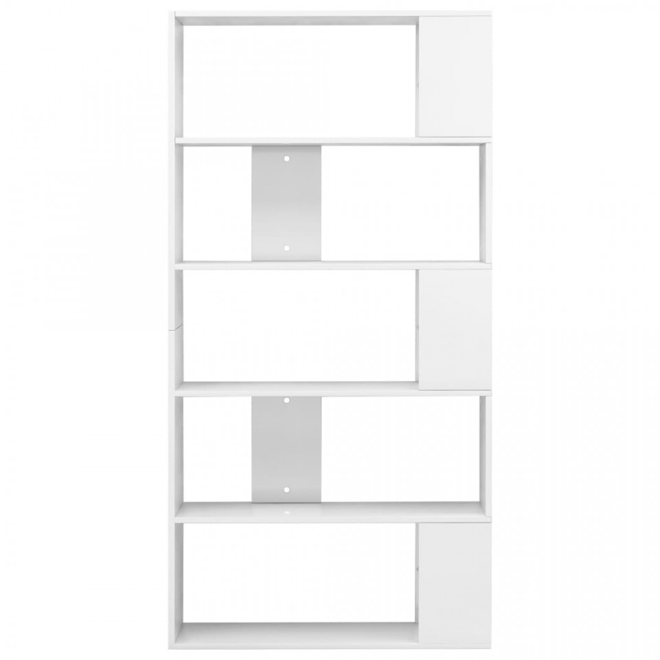 Bibliotecă/Separator cameră, alb extralucios, 80x24x159 cm, PAL