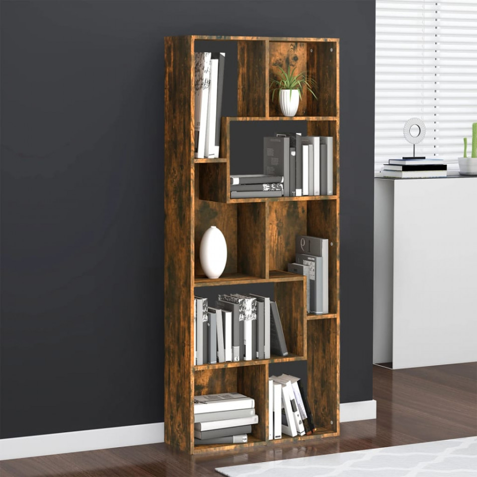 Bibliotecă, stejar fumuriu, 67x24x161 cm, lemn prelucrat