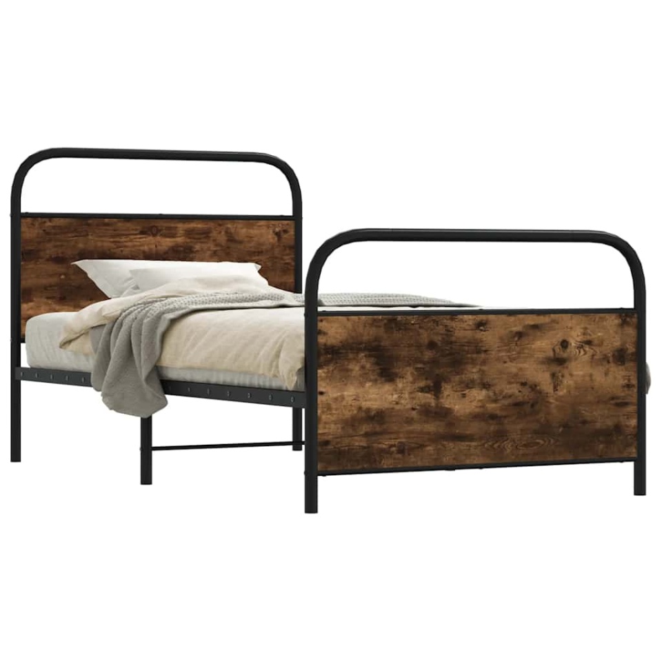 Cadru de pat fără saltea 90x200cm Stejar fumuriu lemn prelucrat