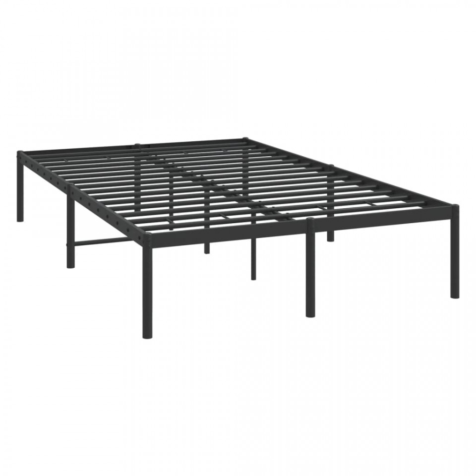 Cadru pat metalic, negru, 120x190 cm