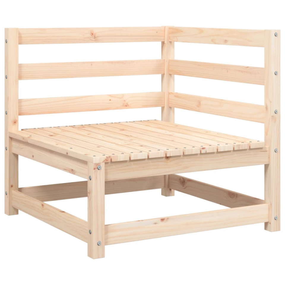 Canapea de colț cu perne pentru grădină, lemn masiv de pin