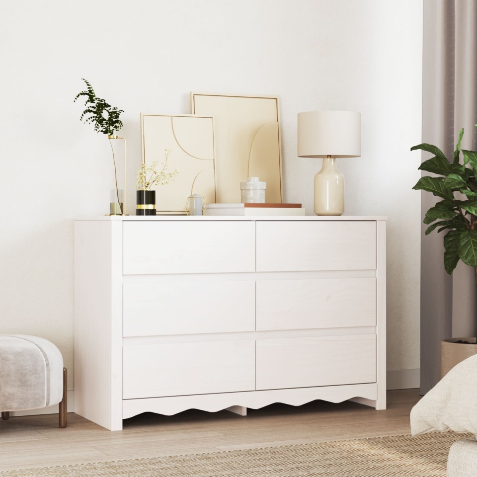 Comodă DRAMMEN Alb 111x43x73,5 cm Lemn Masiv Pin