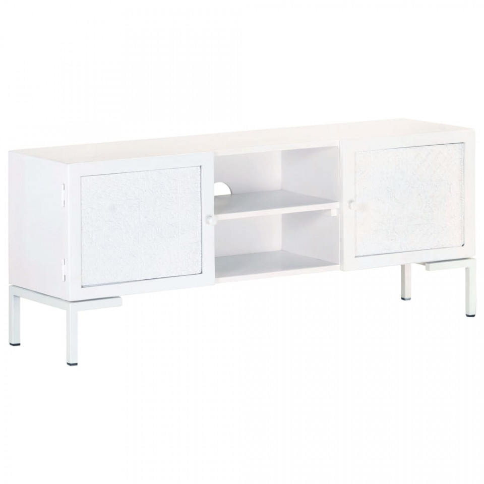 Comodă tv, alb, 115x30x46 cm, lemn masiv de mango