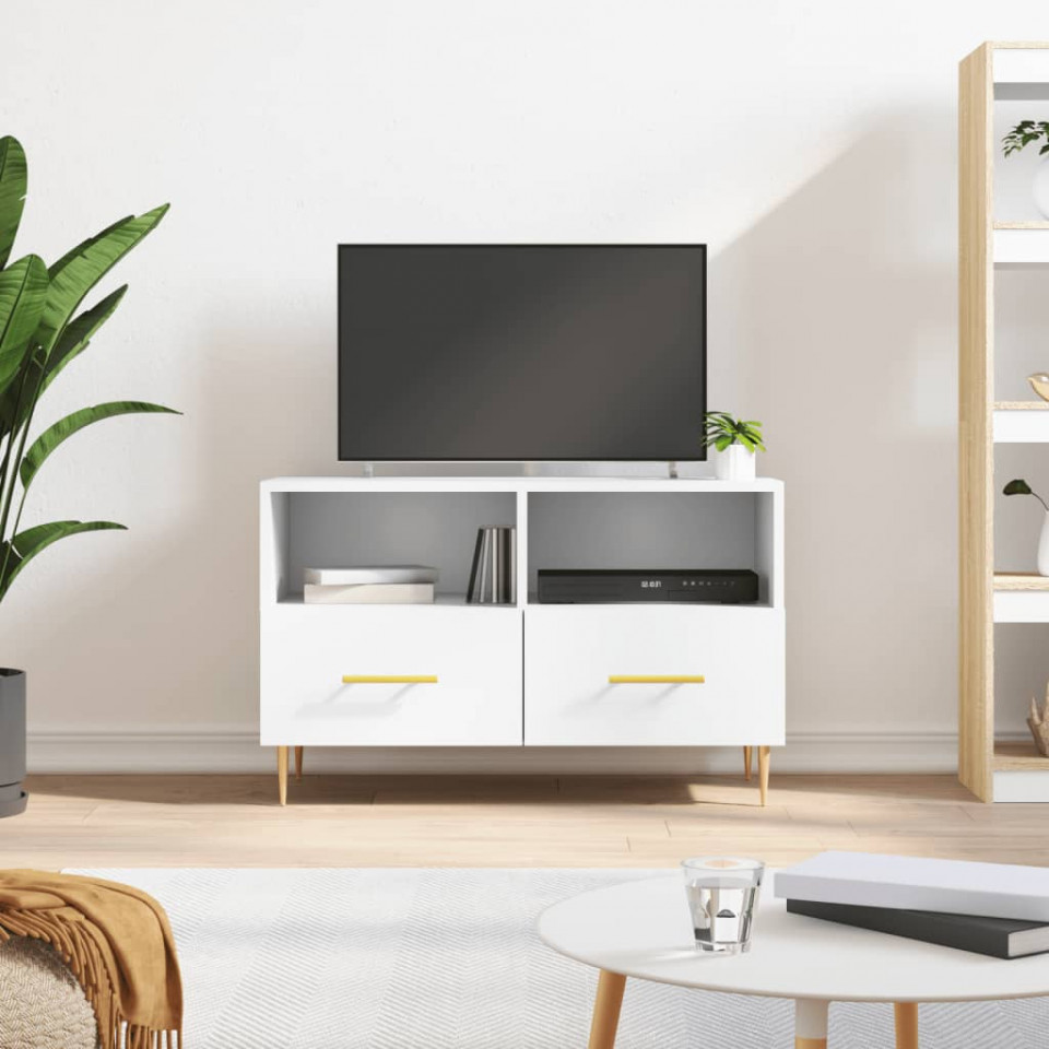 Comodă tv, alb, 80x36x50 cm, lemn prelucrat