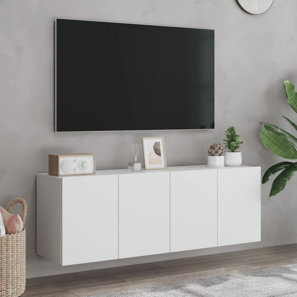 Comodă TV de perete, 2 buc. alb, 60x30x41 cm