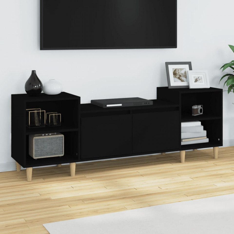 Poza Comoda TV, negru, 160x35x55 cm, lemn prelucrat