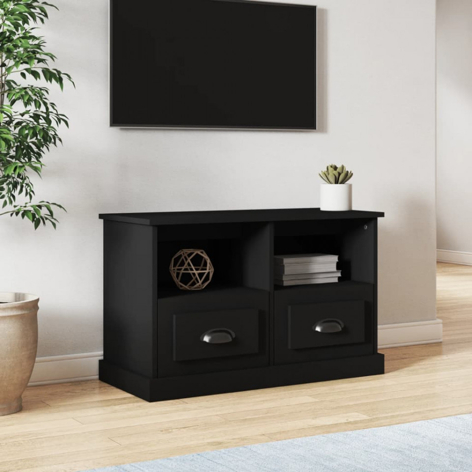 Comodă TV, negru, 80x35x50 cm, lemn prelucrat Casa Practica imagine noua elgreco.ro