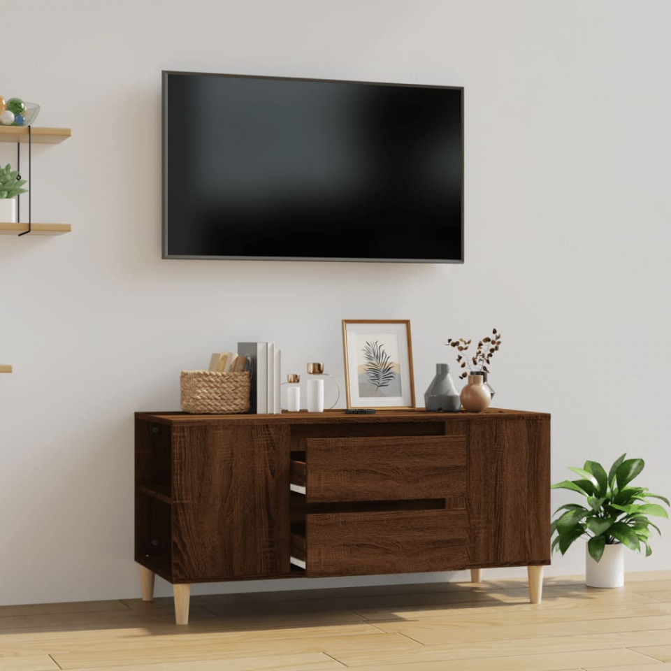Poza Comoda TV, stejar maro, 102x44,5x50 cm, lemn prelucrat