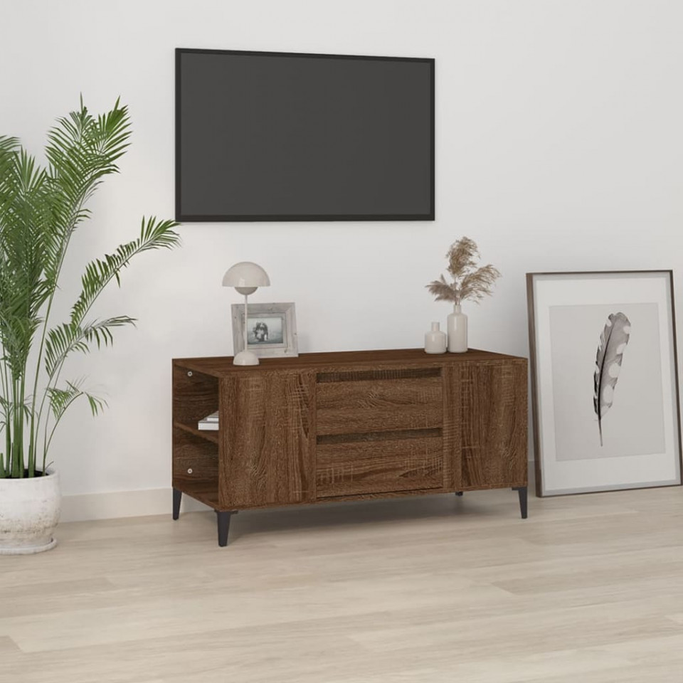 Poza Comoda TV, stejar maro, 102x44,5x50 cm, lemn prelucrat