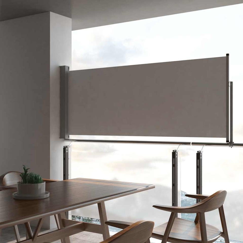 Copertină laterală retractabilă de terasă, gri, 100 x 300 cm