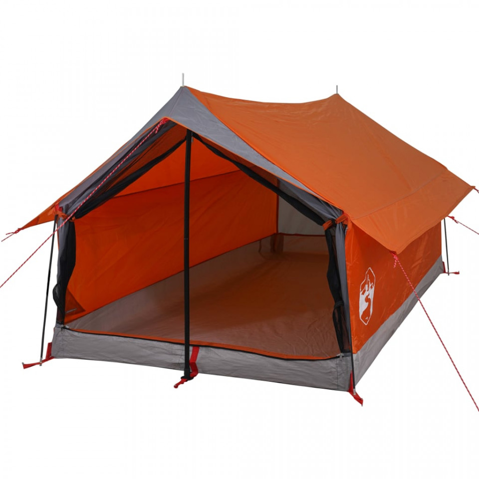 Cort camping 2 pers. gri/portocaliu 193x122x96 cm tafta 185T