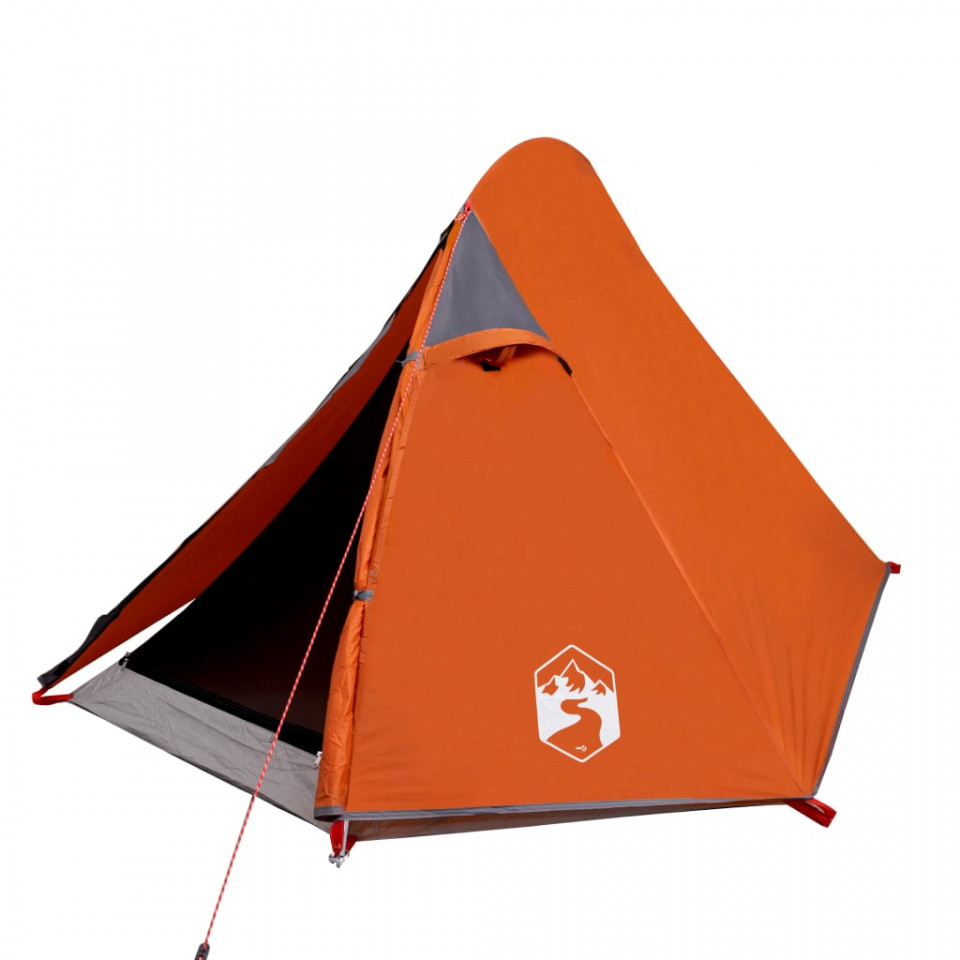 Cort camping 2 persoane gri/portocaliu 267x154x117cm tafta 185T