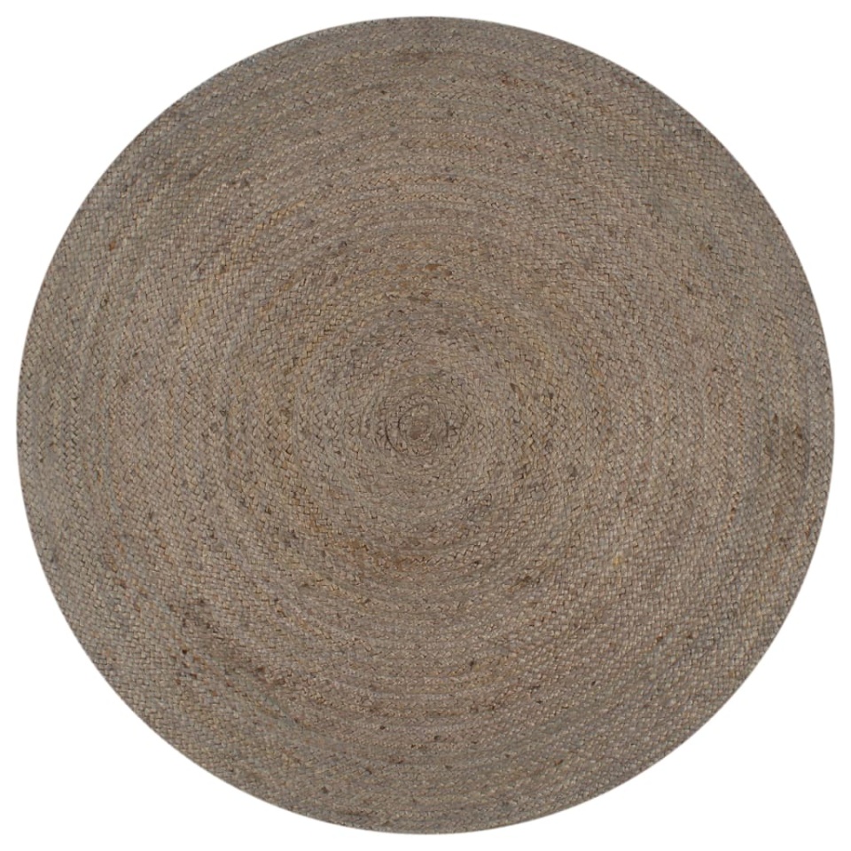 Covor manual, gri, 150 cm, iută, rotund