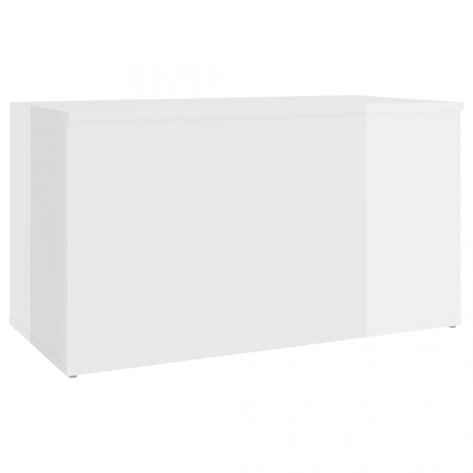 Cufăr depozitare, alb extralucios, 84x42x46 cm, lemn compozit