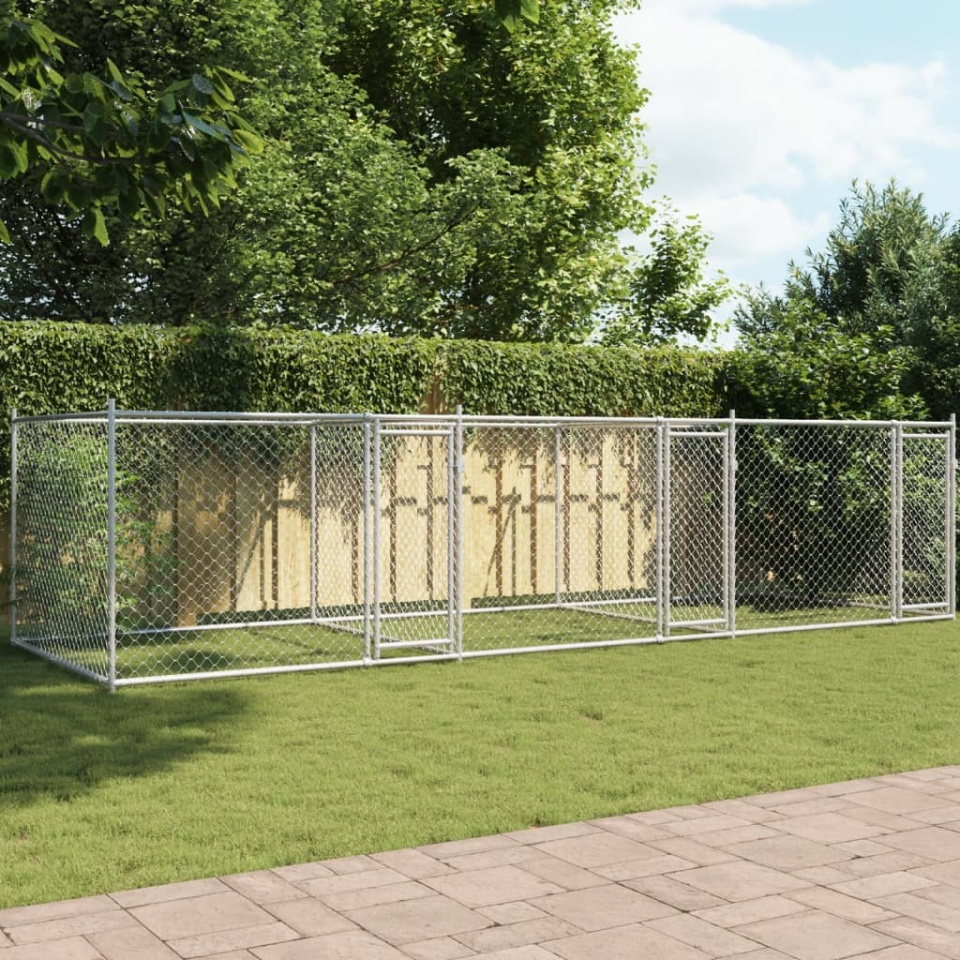 Cușcă pentru câini cu uși, gri, 6x2x1,5 m, oțel galvanizat