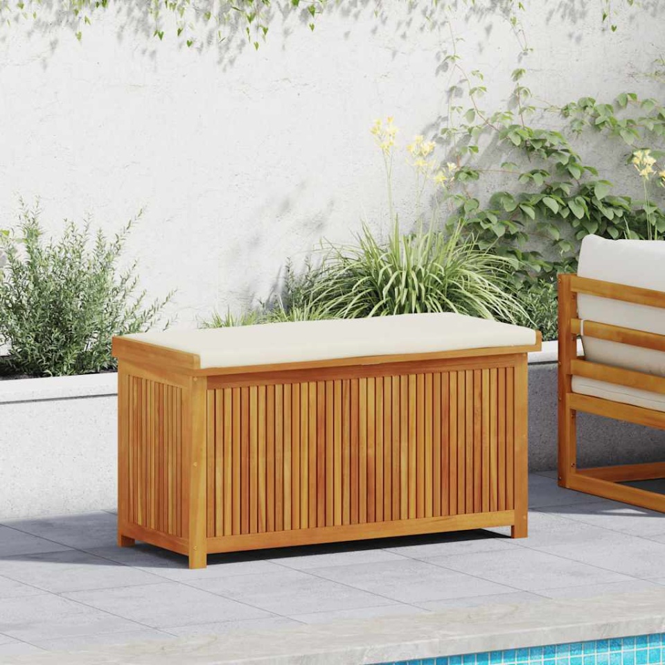 Cutie de perne de exterior 113x50x60,5 cm lemn masiv de salcâm
