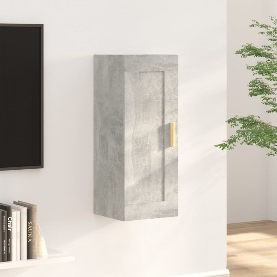 Dulap de perete, gri beton, 35x34x90 cm, lemn compozit