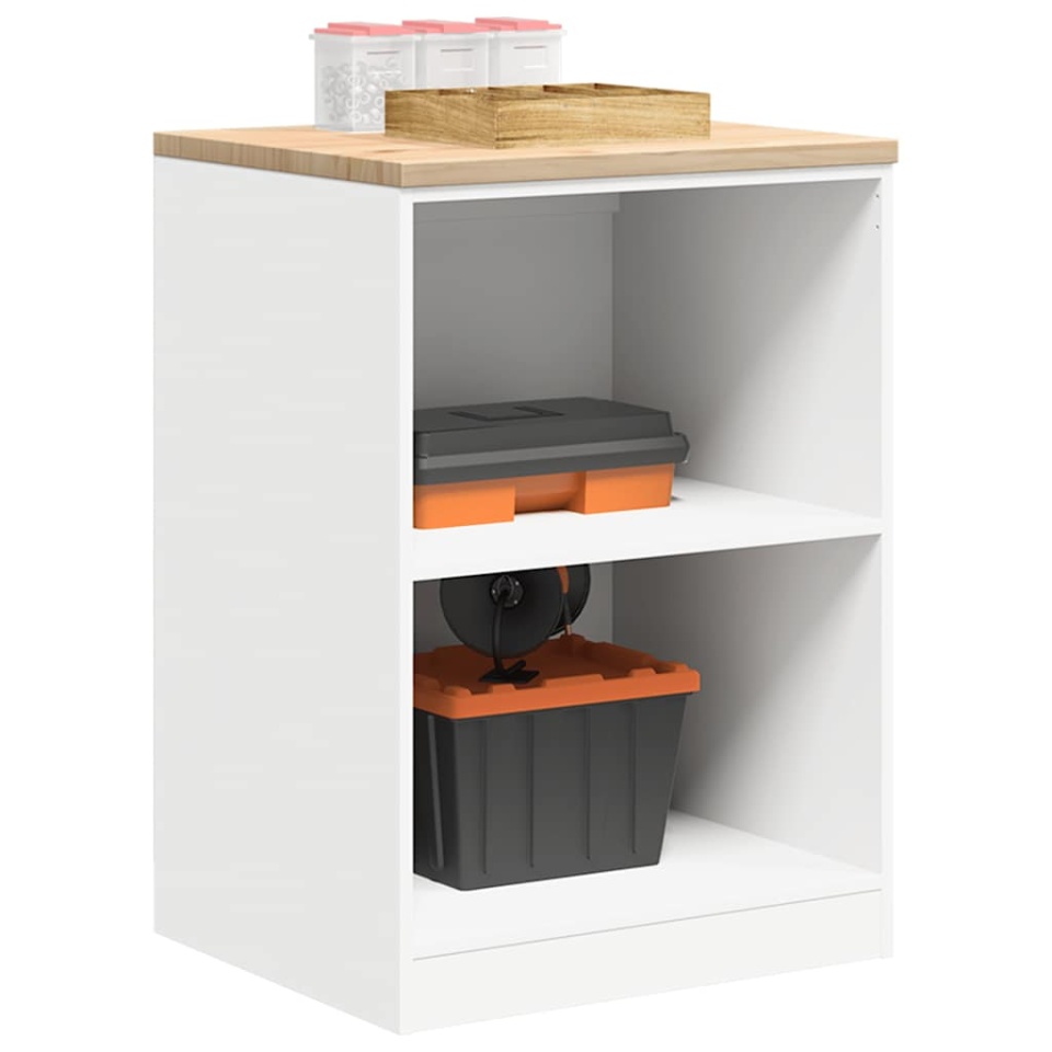 Dulap depozitare garaj alb 60x51x85 cm lemn masiv de pin