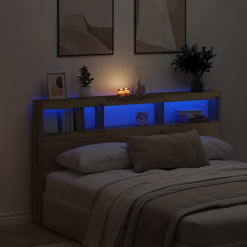 Dulap pentru tăblie cu LED Stejar Artisan 180x17x102 cm