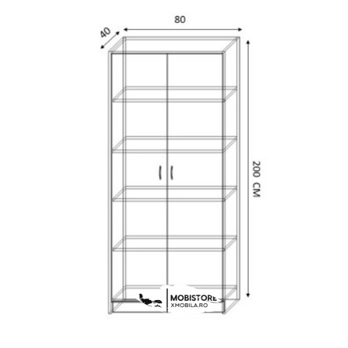 Dulap Sonoma cu Alb in 2 Usi si 4 Polite de Depozitare, 200X80x40 cm, din Pal de 18 mm