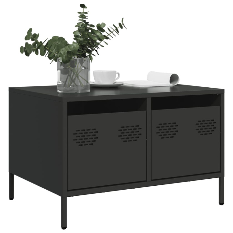 Dulap TV, negru, 68x50x43,5 cm, oțel laminat la rece