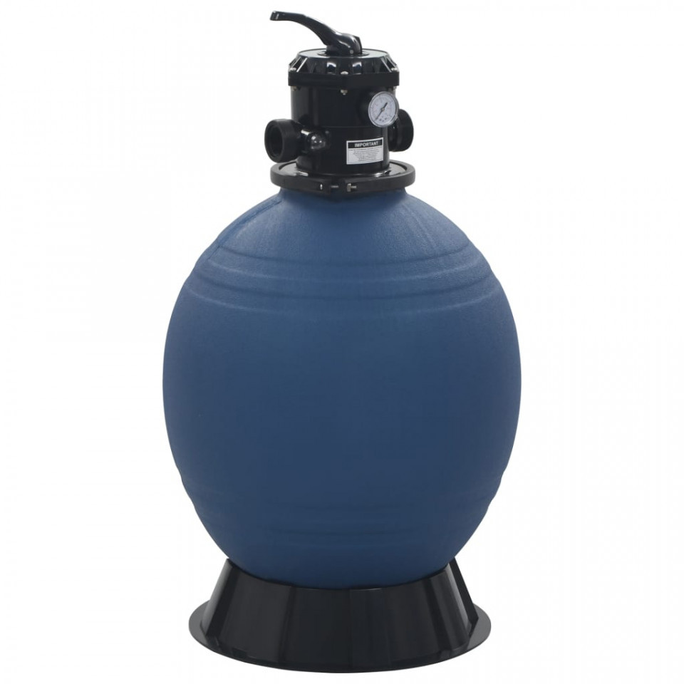 Filtru cu nisip pentru piscină supapă 6 poziții albastru 560 mm 560